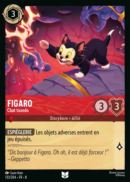 Figaro - Chat tuxedo, carte Disney Lorcana CH8-133 — extension Le Règne de Jafar