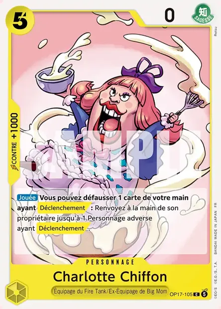 Charlotte Chiffon, carte One Piece OP17-105 — extension LES GUERRIERS LES PLUS PUISSANTS AU MONDE