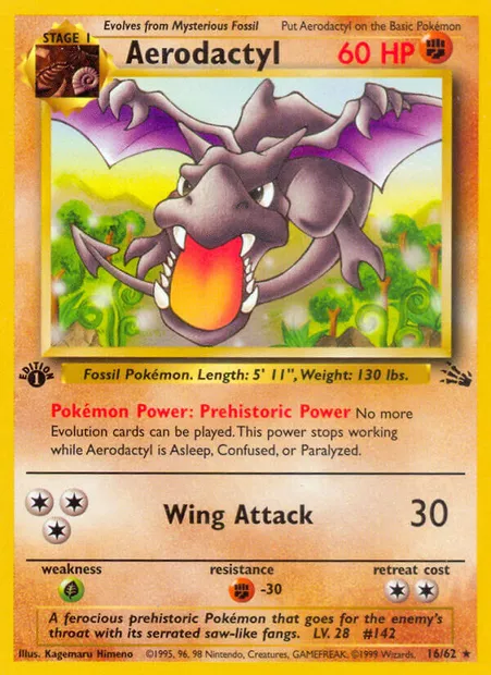 Aerodactyl, Pokémon card FO 16 — Fossil set