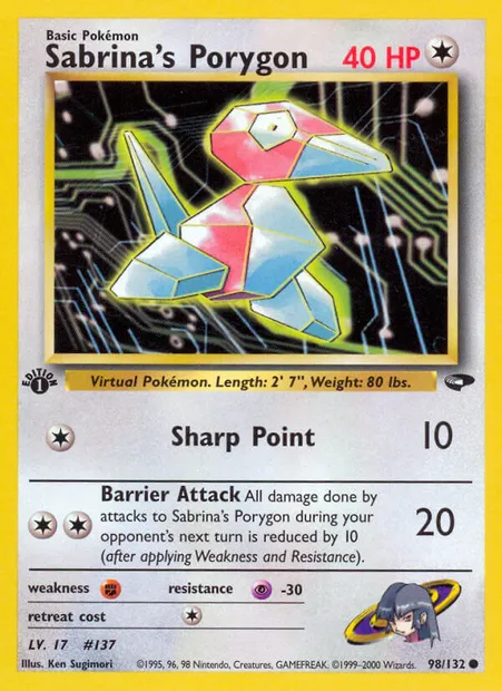 Sabrina's Porygon, carte Pokémon GC 98 — extension Gym Challenge