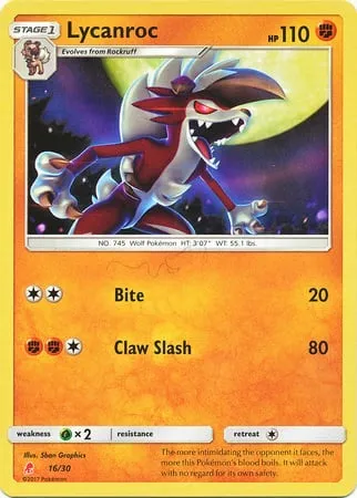 Lycanroc, Pokémon card TK10L 016 — Sun & Moon Trainer Kit: Lycanroc & Alolan Raichu (Lycanroc) set