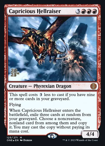 Capricious Hellraiser, Magic card PONE 125s — Phyrexia: All Will Be One Promos set