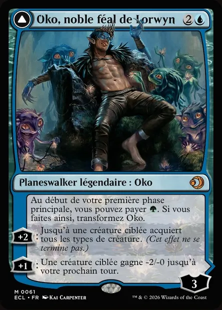 Oko, noble féal de Lorwyn // Oko, scion de Sombrelande, carte Magic ECL 61 — extension Lorwyn Eclipsed