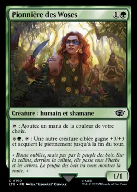 Pionnière des Woses, carte Magic LTR 190 — extension Le Seigneur des Anneaux : chroniques de la Terre du Milieu