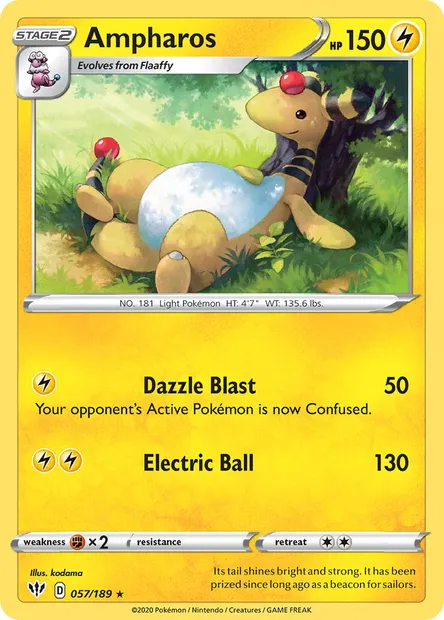Ampharos, Pokémon card DAA 57 — Darkness Ablaze set
