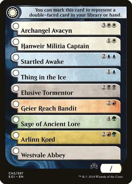 Shadows Over Innistrad Checklist 2, carte Magic TSOI CH2 — extension Shadows over Innistrad Tokens