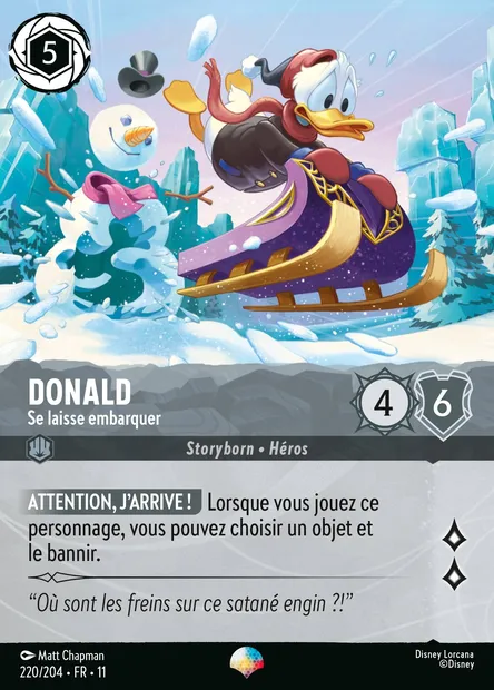 Donald - Se laisse embarquer, carte Disney Lorcana CH11-220 — extension Givresort