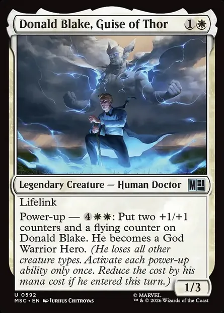 Donald Blake, Guise of Thor, Magic card MSC 592 — Marvel Super Heroes Commander set