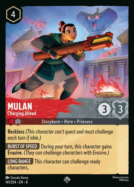 Mulan - Charging Ahead, Disney Lorcana card CH8-141 — The Reign of Jafar set