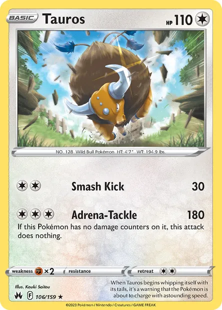 Tauros, Pokémon card CRZ 106 — Crown Zenith set