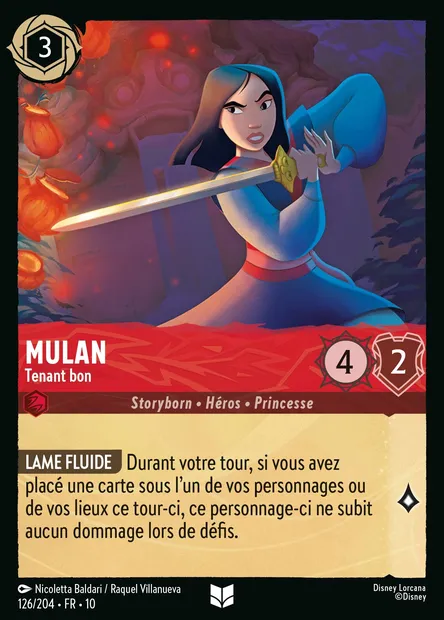 Mulan - Tenant bon, carte Disney Lorcana CH10-126 — extension Lueurs dans les Profondeurs