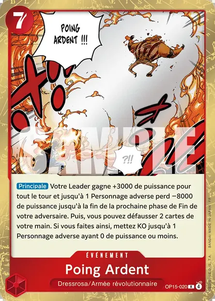 Poing Ardent, carte One Piece OP15-020 — extension AVENTURE SUR L'ÎLE DE DIEU