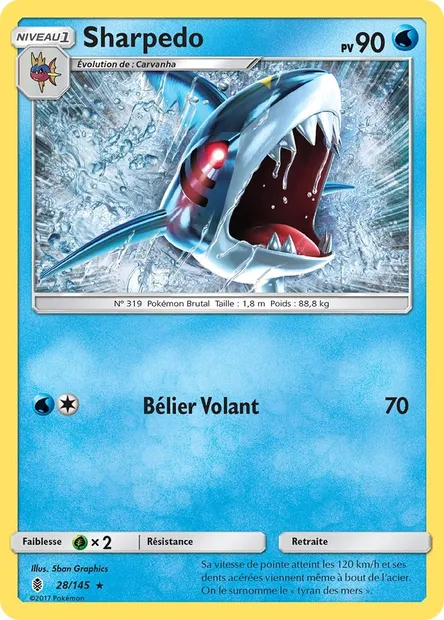 Sharpedo, carte Pokémon GRI 28 — extension Gardiens Ascendants