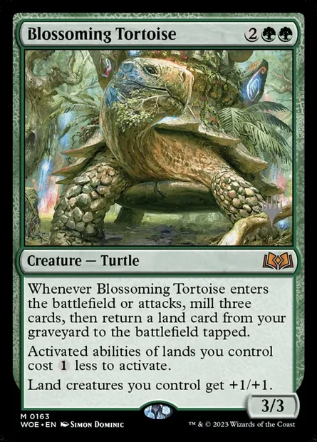 Blossoming Tortoise, Magic card PWOE 163p — Wilds of Eldraine Promos set