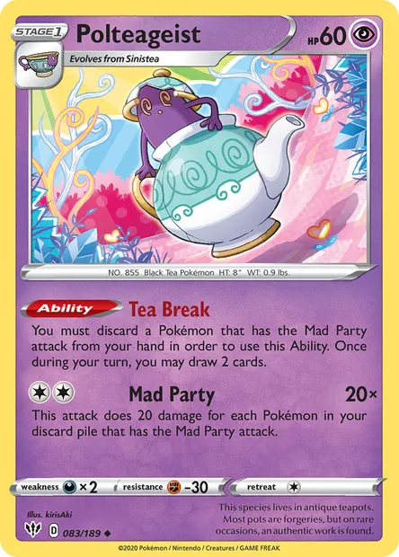 Polteageist, Pokémon card DAA 83 — Darkness Ablaze set