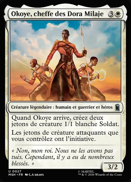 Okoye, cheffe des Dora Milaje, carte Magic MSH 27 — extension Marvel Super Heroes