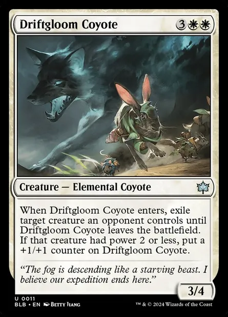Driftgloom Coyote, Magic card BLB 11 — Bloomburrow set