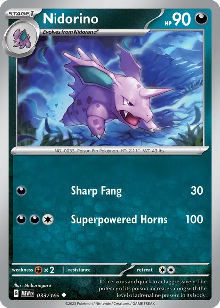 Nidorino, Pokémon card MEW 033 — 151 set