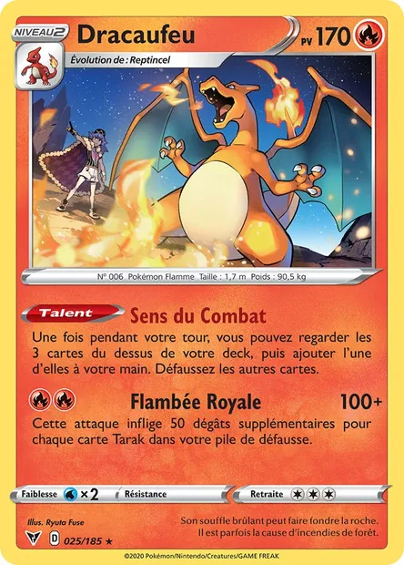 Dracaufeu, carte Pokémon VIV 25 — extension Voltage Éclatant