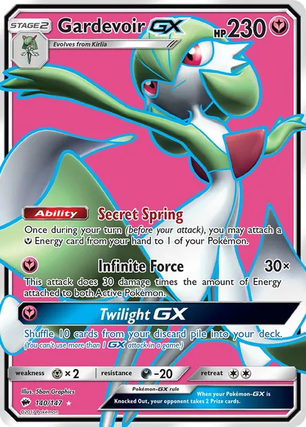 Gardevoir GX, Pokémon card BUS 140 — Burning Shadows set