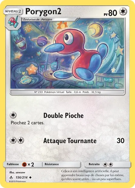 Porygon2, carte Pokémon UNB 156 — extension Alliance Infaillible