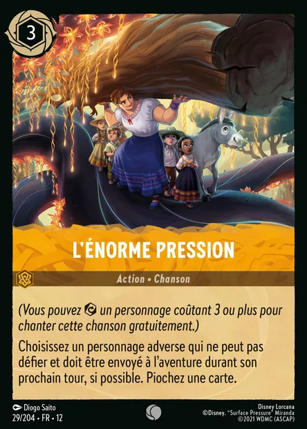 L'énorme pression, carte Disney Lorcana CH12-029 — extension Contrées Inconnues