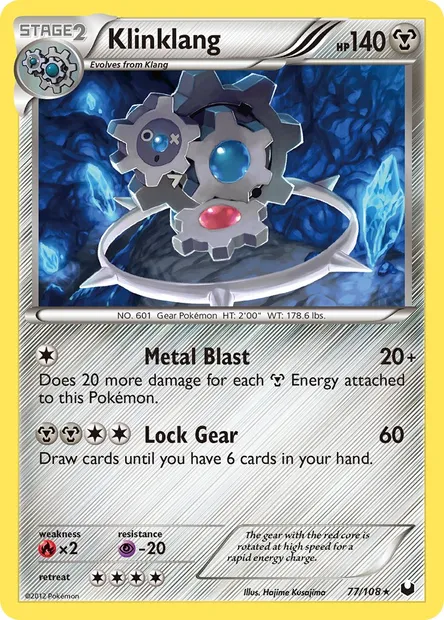 Klinklang, Pokémon card DEX 77 — Dark Explorers set