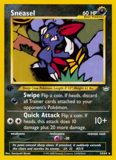 Sneasel, Pokémon card NR 24 — Neo Revelation set