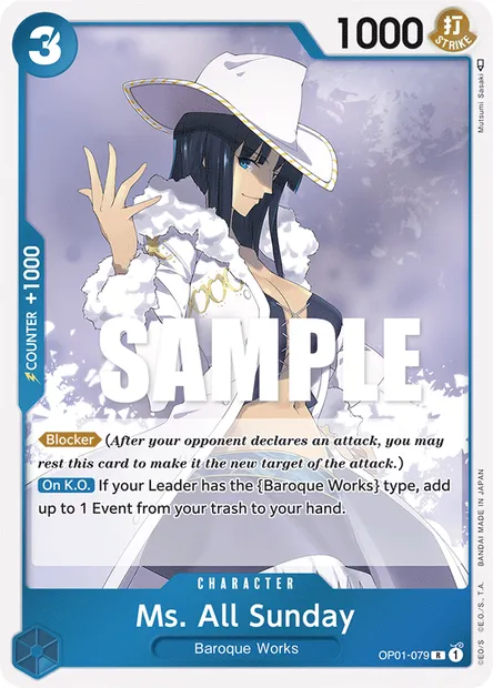 Ms. All Sunday, One Piece card OP01-079 — ROMANCE DAWN set