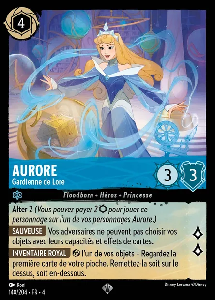 Aurore - Gardienne de Lore, carte Disney Lorcana CH4-140 — extension Le Retour d'Ursula