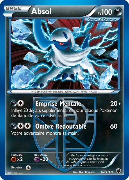 Absol, carte Pokémon PLF 67 — extension Glaciation Plasma