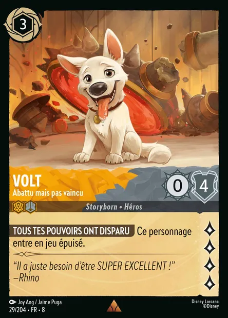 Volt - Abattu mais pas vaincu, carte Disney Lorcana CH8-029 — extension Le Règne de Jafar
