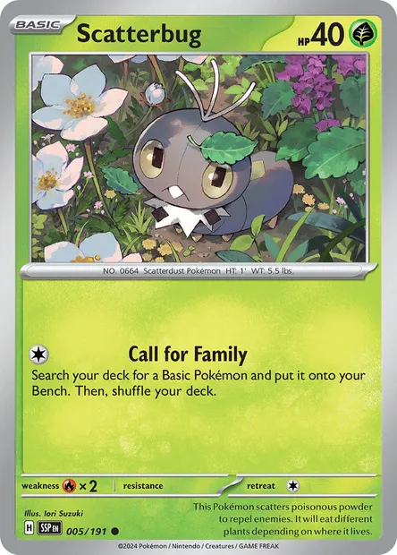 Scatterbug, Pokémon card SSP 005 — Surging Sparks set