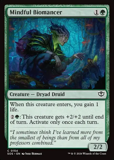 Mindful Biomancer, Magic card SOS 154 — Secrets of Strixhaven set