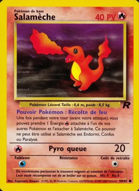 Salamèche, carte Pokémon TR 50 — extension Team Rocket