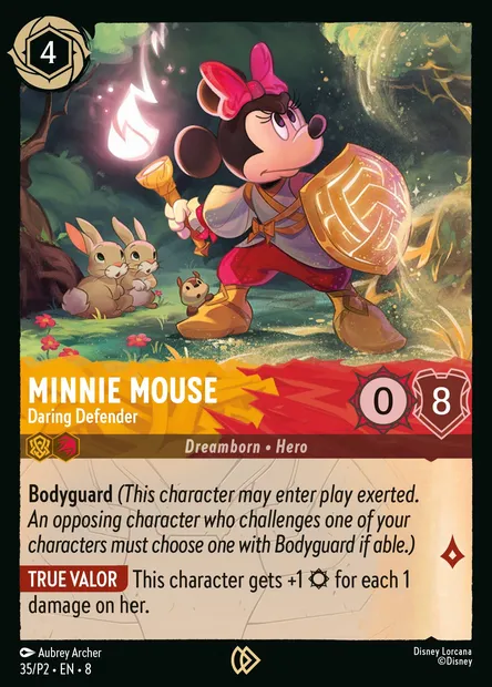 Minnie Mouse - Daring Defender, Disney Lorcana card P2-035 — P2 set
