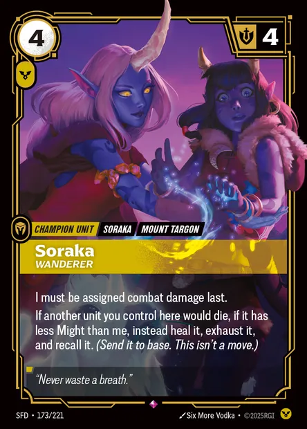 Soraka, Riftbound card SFD 173 — Spiritforged set