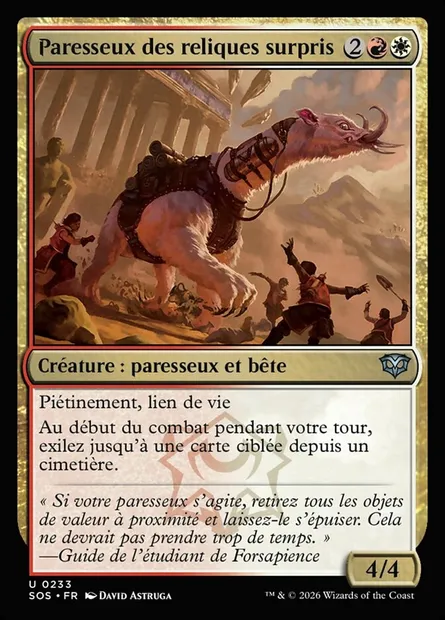 Paresseux des reliques surpris, carte Magic SOS 233 — extension Secrets of Strixhaven