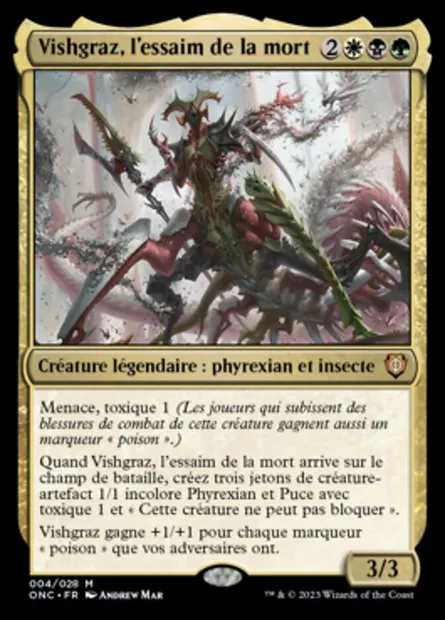 Vishgraz, l'essaim de la mort, carte Magic ONC 4 — extension Phyrexia: All Will Be One Commander