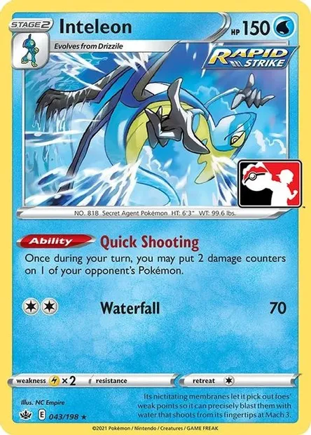 Inteleon, Pokémon card PPS 043 — Play! Pokémon Prize Pack Series set