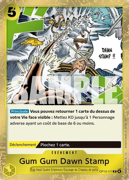 Gum Gum Dawn Stamp, carte One Piece OP13-117 — extension SUCCESSEURS