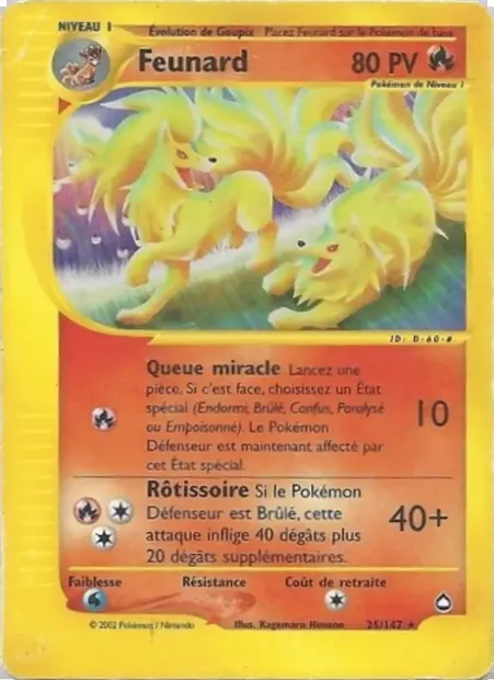 Feunard, carte Pokémon AQ 25 — extension Aquapolis