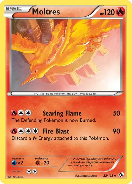 Moltres, Pokémon card LTR 22 — Legendary Treasures set
