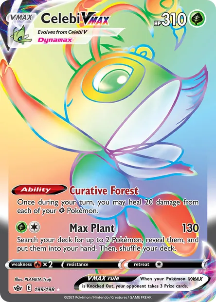 Celebi VMAX, Pokémon card CRE 199 — Chilling Reign set