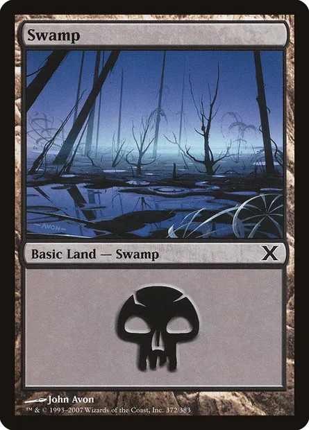 Swamp, Magic card 10E 372 — Tenth Edition set