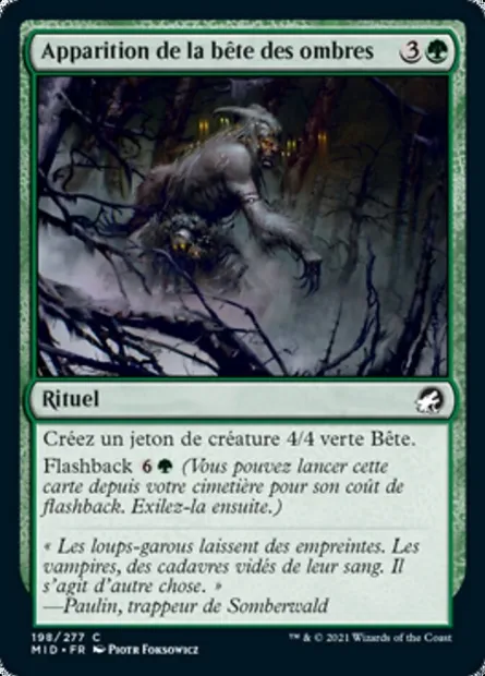 Apparition de la bête des ombres, carte Magic MID 198 — extension Innistrad : chasse de minuit