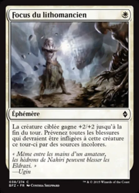 Focus du lithomancien, carte Magic BFZ 38 — extension La bataille de Zendikar