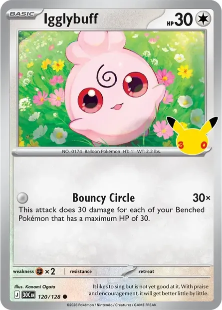 Igglybuff, Pokémon card 30C 120 — 30th Celebration set