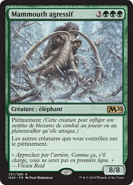 Mammouth agressif, carte Magic M20 337 — extension Core Set 2020