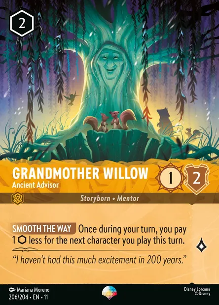 Grandmother Willow - Ancient Advisor, Disney Lorcana card CH11-206 — Winterspell set